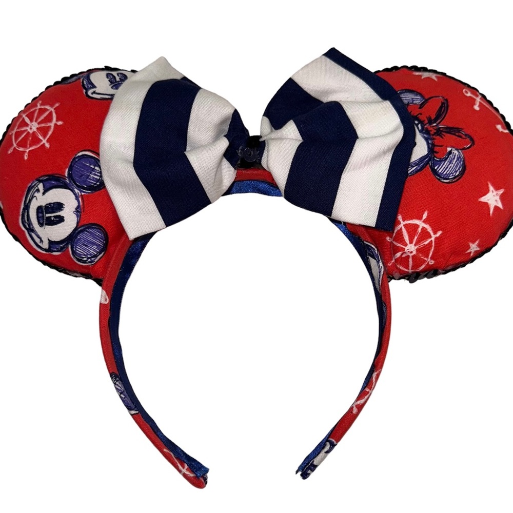 Red, White & Blue Minnie/Mickey Ears Headband